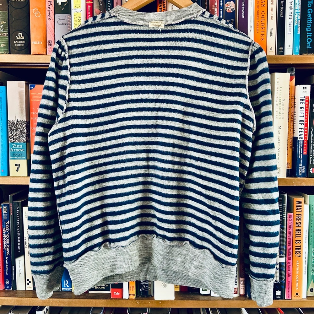 Sears Stranger Things Nancy Vibe Vintage 1980s Navy Gray Striped  Sweater sz L M - Picture 8 of 11